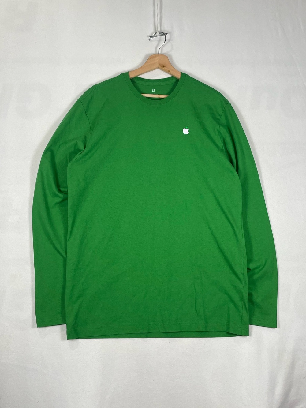 Apple Employee Logo Green Long Sleeve T shirt mens Sz LT Large TALL